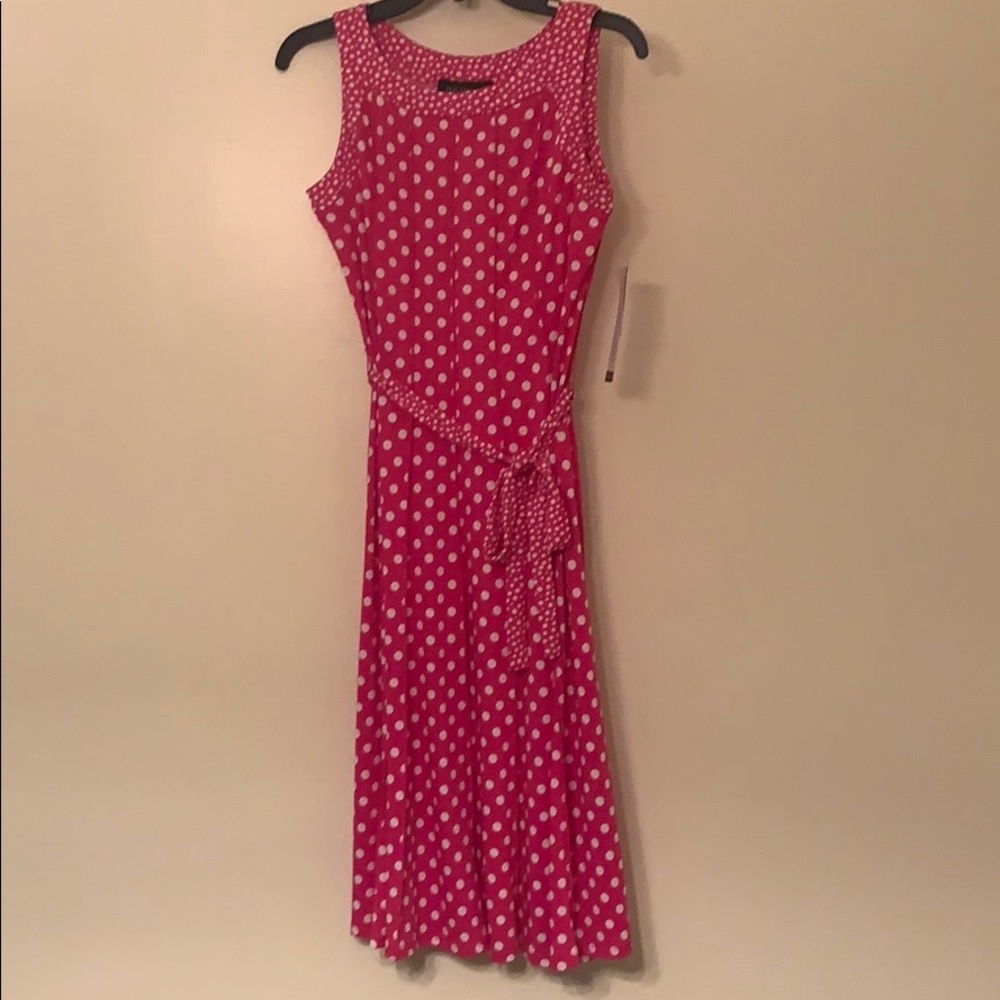 Pink Polkadotted dress with lite belt